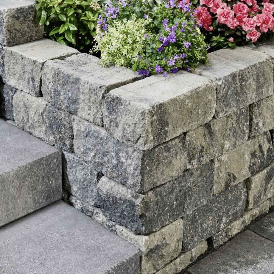Mauersteine Gerlo Castell UnoStone Grau-Schwarz Mauer